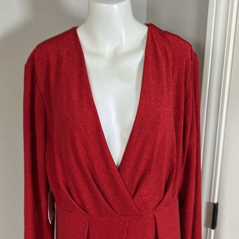 Tuckernuck Hyacinth House Angelina Gown Red Shimmer V Neck Dress Sz XXL NEW - Picture 5 of 14